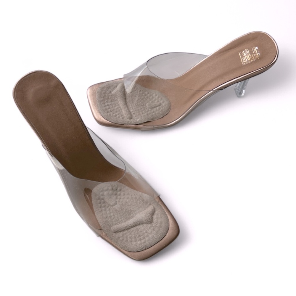 Clear Slide Heeled Sandals w Rose Gold Soles, Formal HOCO, Women’s Sz 8.5 - Picture 5 of 7